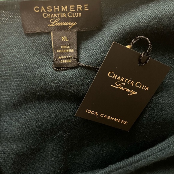 Charter Club Luxury 100% Cashmere tunic Sweater Teal green macy’s XL 12 14 - Picture 6 of 6